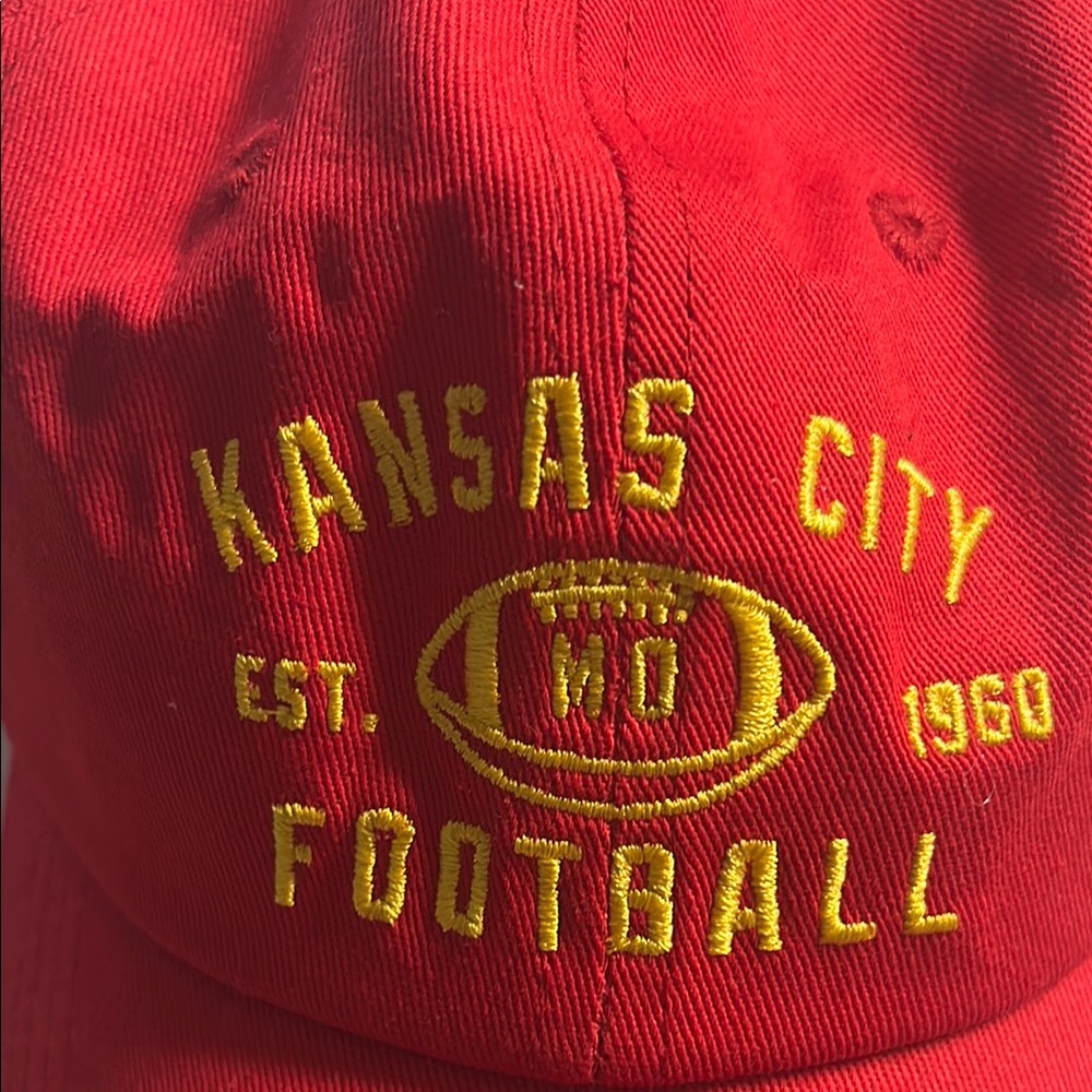Red and Yellow Kansas City Football Game Cap - Picture 2 of 5